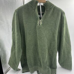Tommy Bahama XL Pullover Sweater 1/4 Zip Long Sleeves Olive Green Preppie